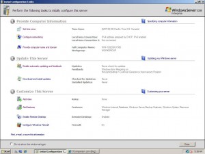 windows 2008 Enterprise 64-bit initial configuration tasks panel